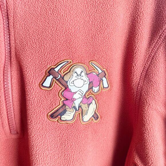Disney Store Snow White Grumpy Orange Rust Quarter Zip Fleece Pull Over Size L - Picture 2 of 11